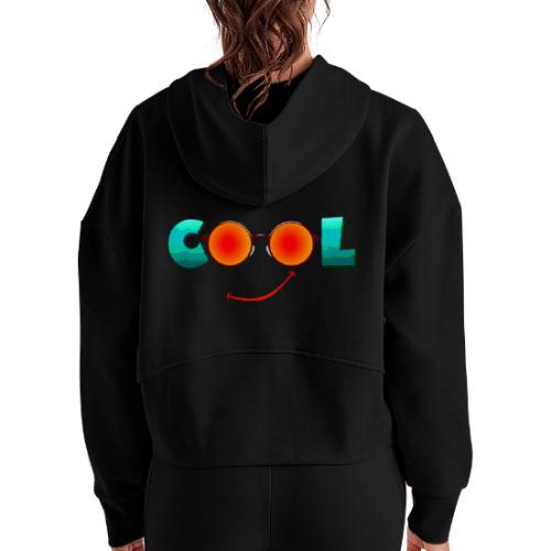 Stay Cool Chill Vibes Design - Women's Half Zip Cropped Hoodie