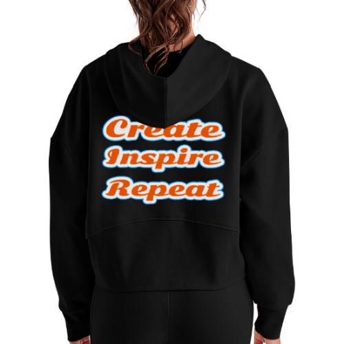 Create, Inspire, Repeat — Artist Life Script - Women's Half Zip Cropped Hoodie