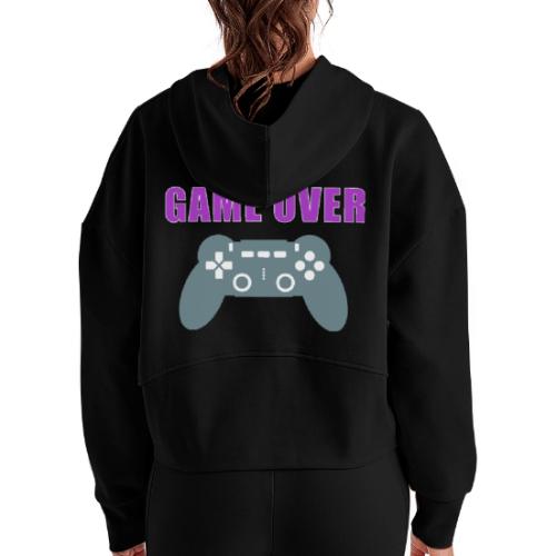 Game Over Gamer Controller Design - Women's Half Zip Cropped Hoodie