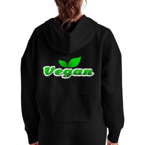 Pure Vegan Leaves - Women's Half Zip Cropped Hoodie
