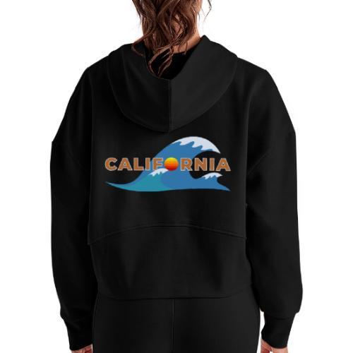 Blue Wave California - Women's Half Zip Cropped Hoodie