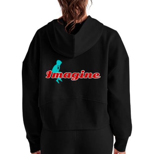 Imagine – Inspire Creativity & Dreams - Women's Half Zip Cropped Hoodie