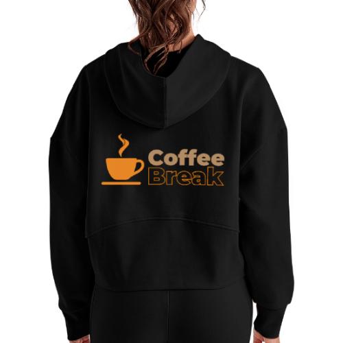 Coffee break - Women's Half Zip Cropped Hoodie