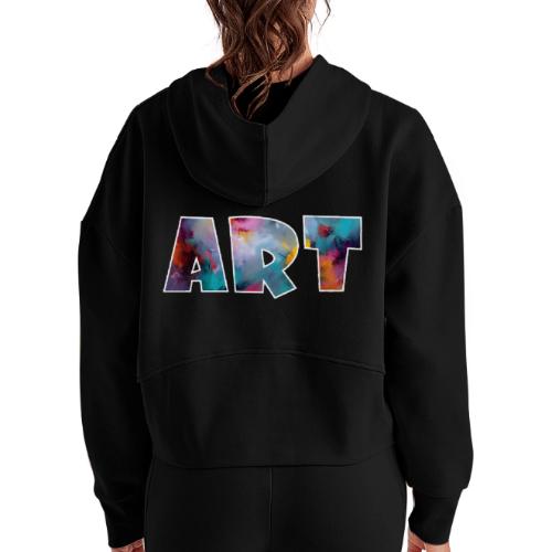 Art in Color - Women's Half Zip Cropped Hoodie