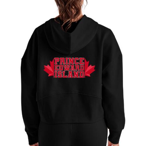 Prince Edward Island with maple leaf - Women's Half Zip Cropped Hoodie