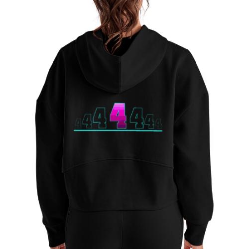 Number 4 in Magenta: Varsity Font - Women's Half Zip Cropped Hoodie