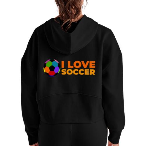 I Love Soccer - Women's Half Zip Cropped Hoodie