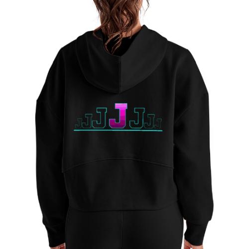 Letter J – Capital Varsity Alphabet Monogram - Women's Half Zip Cropped Hoodie