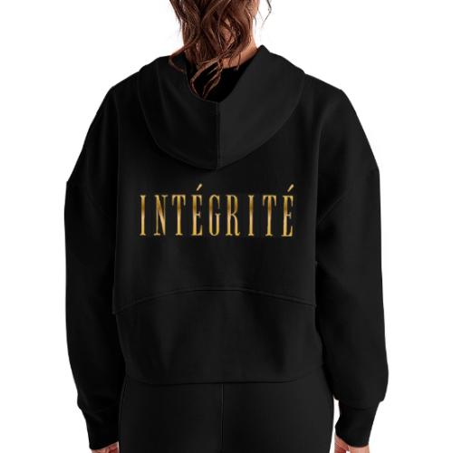 Intégrité Dorée - Women's Half Zip Cropped Hoodie