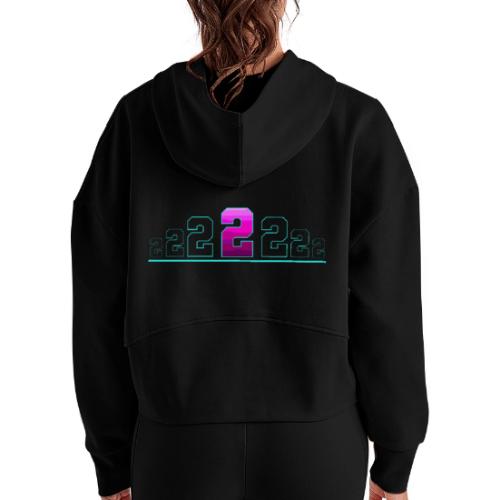 Number 2 in Magenta: Varsity Font - Women's Half Zip Cropped Hoodie