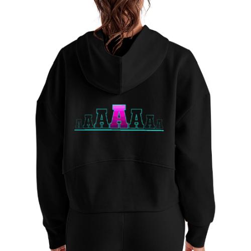 Letter A – Capital Varsity Alphabet Monogram - Women's Half Zip Cropped Hoodie