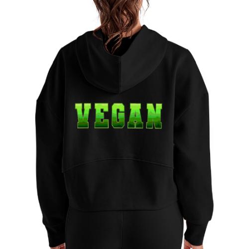 Green Wave Vegan - Women's Half Zip Cropped Hoodie