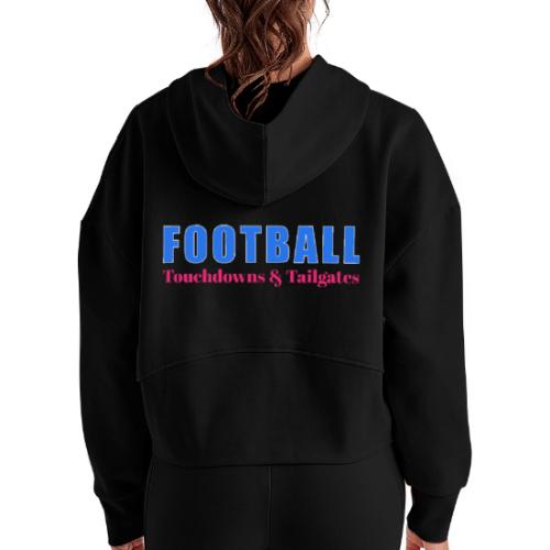 Football Touchdowns & Tailgates Design - Women's Half Zip Cropped Hoodie