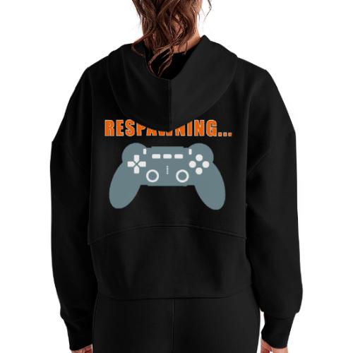 Respawning Gamer Controller Design - Women's Half Zip Cropped Hoodie