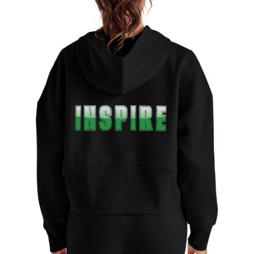 Inspire Word Art Design - Women's Half Zip Cropped Hoodie
