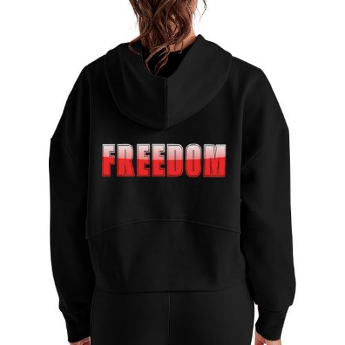 Freedom Typography Design - Women's Half Zip Cropped Hoodie