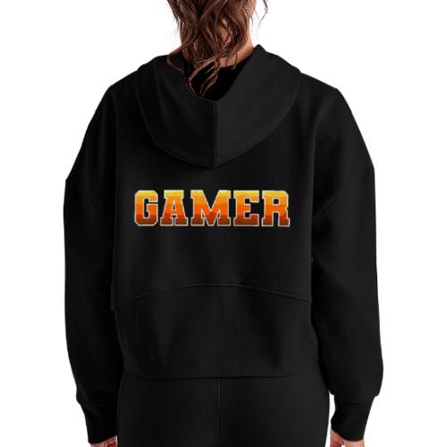 Gamer Varsity Gradient Design for Apparel - Women's Half Zip Cropped Hoodie