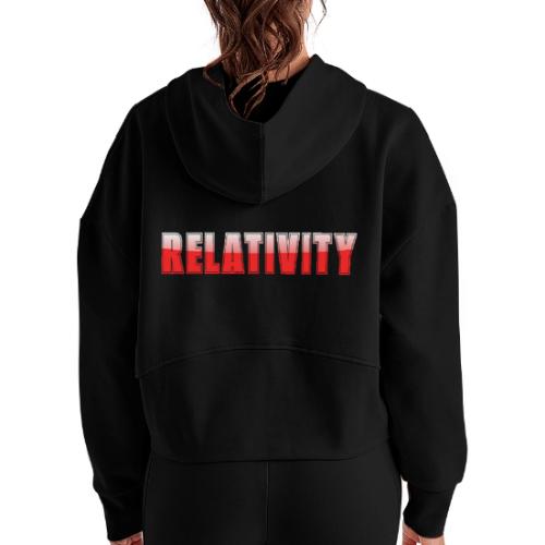 Relativity Science Typography Design - Women's Half Zip Cropped Hoodie
