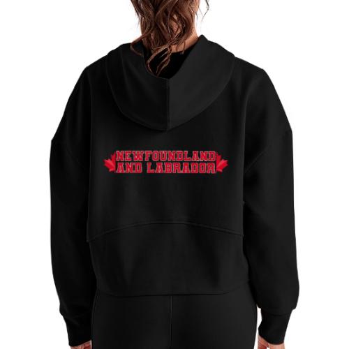 Newfoundland and Labrador with maple leaf - Women's Half Zip Cropped Hoodie