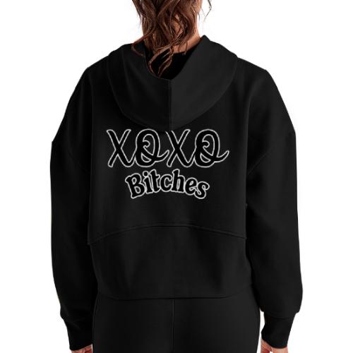 XOXO Bitches - Women's Half Zip Cropped Hoodie