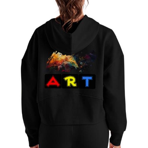 Pulse of Art - Women's Half Zip Cropped Hoodie