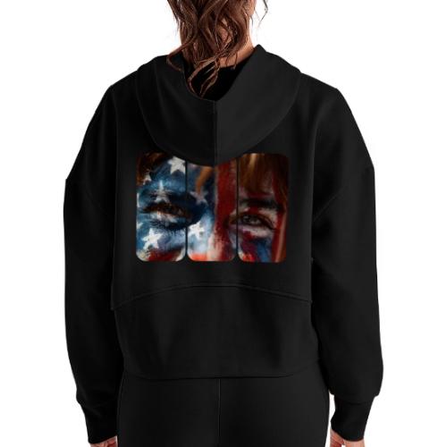 USA: Stars in Their Eyes - Women's Half Zip Cropped Hoodie