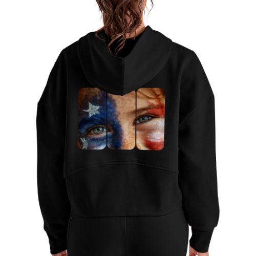 USA: Patriot Gaze - Women's Half Zip Cropped Hoodie