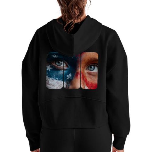 USA: Star-Spangled Glance - Women's Half Zip Cropped Hoodie