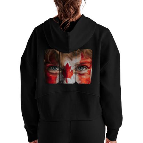 Canada: Maple Leaf Gaze - Women's Half Zip Cropped Hoodie