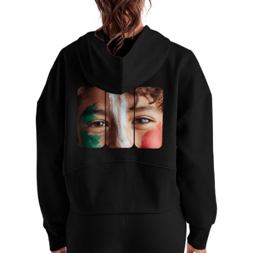 Mexico: Three Stripes of Pride - Women's Half Zip Cropped Hoodie