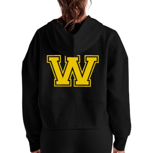 Letter W – Capital Athletic Alphabet Monogram - Women's Half Zip Cropped Hoodie