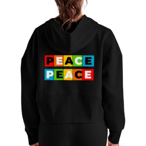 Colorful Peace - Women's Half Zip Cropped Hoodie