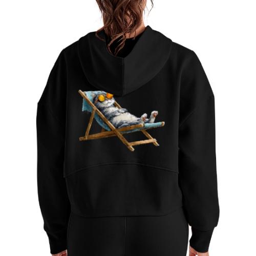 Sunshine Cat Mode - Women's Half Zip Cropped Hoodie