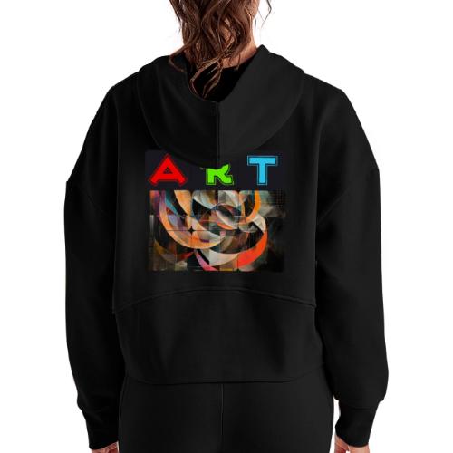 Fragments of Art - Women's Half Zip Cropped Hoodie