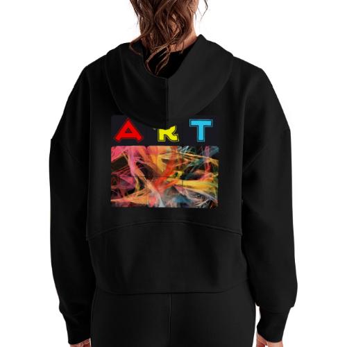Chaotic Threads of Art - Women's Half Zip Cropped Hoodie