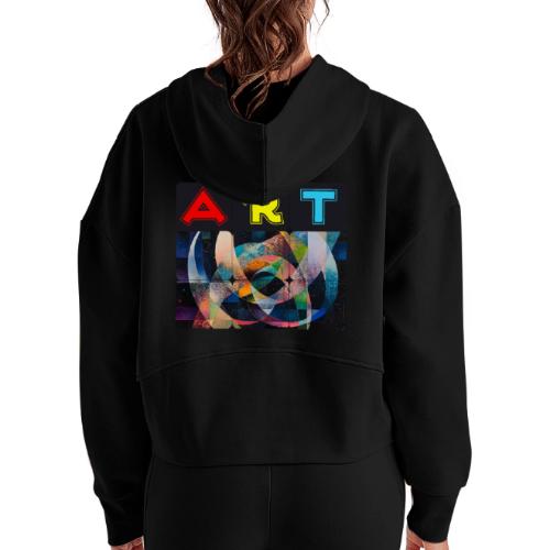 Art of Stripes and Shades - Women's Half Zip Cropped Hoodie