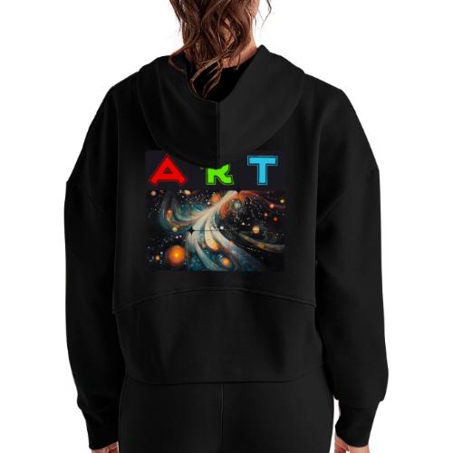 Swirls of Colorful Art - Women's Half Zip Cropped Hoodie