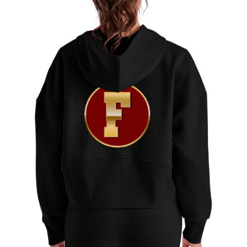 Letter F – Capital Varsity Alphabet Monogram - Women's Half Zip Cropped Hoodie