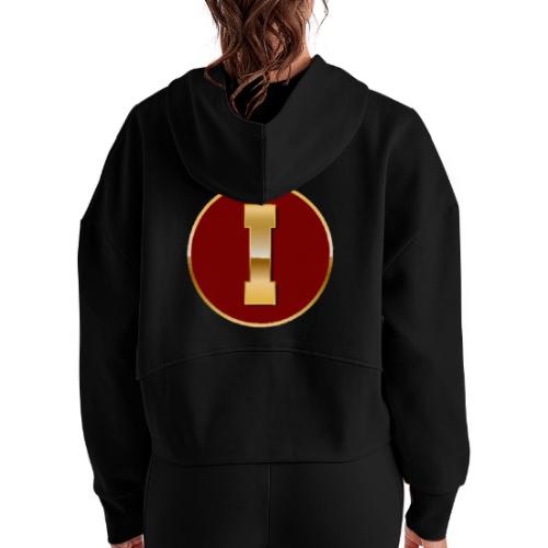 Letter I – Capital Varsity Alphabet Monogram - Women's Half Zip Cropped Hoodie