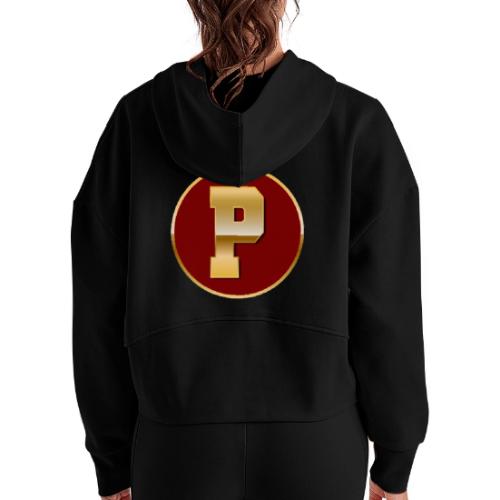 Letter P – Capital Varsity Alphabet Monogram - Women's Half Zip Cropped Hoodie