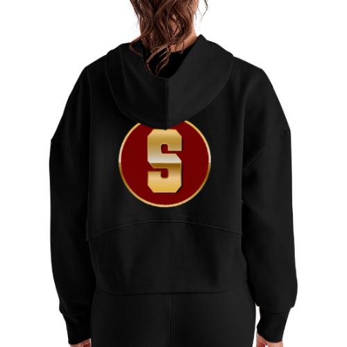 Letter S – Capital Varsity Alphabet Monogram - Women's Half Zip Cropped Hoodie