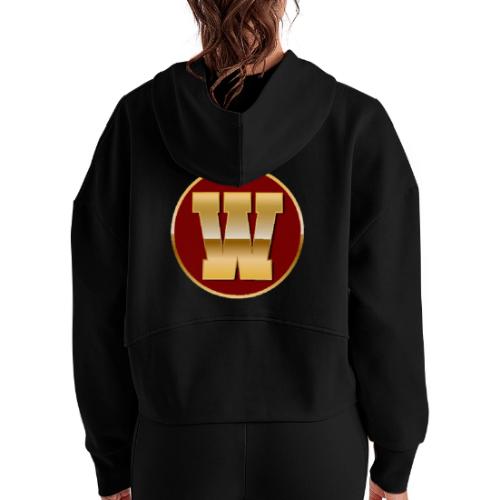 Letter W – Capital Varsity Alphabet Monogram - Women's Half Zip Cropped Hoodie