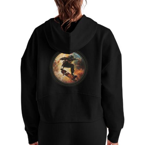 Skateboarding Flow - Women's Half Zip Cropped Hoodie