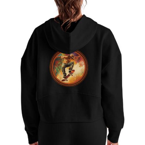 Skateboarding Mode On - Women's Half Zip Cropped Hoodie