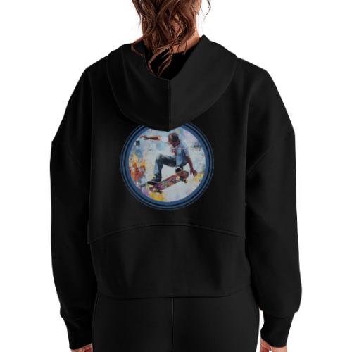 Skateboarding Universe - Women's Half Zip Cropped Hoodie
