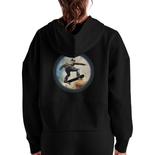 Skateboarding Energy - Women's Half Zip Cropped Hoodie