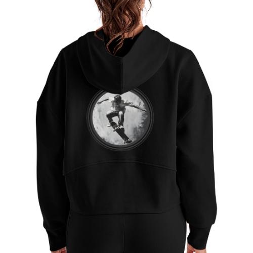 Skateboarding Vibes Only - Women's Half Zip Cropped Hoodie