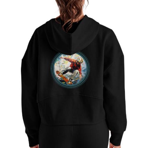 Skateboarding Fuel - Women's Half Zip Cropped Hoodie