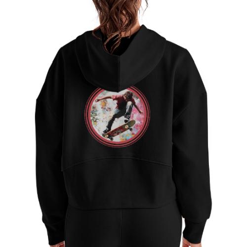 Skateboarding Soul - Women's Half Zip Cropped Hoodie