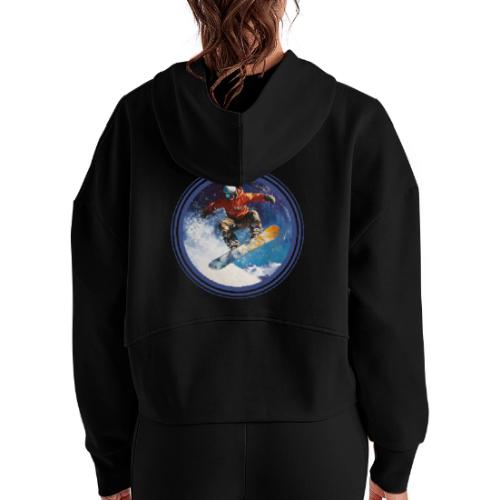 Snowboarding Rush - Women's Half Zip Cropped Hoodie
